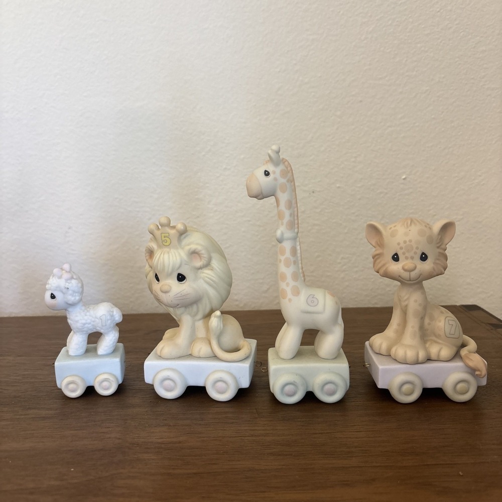 Lot of 4 Precious Moments Birthday Train‎ Set, Age 1,5,6,7
